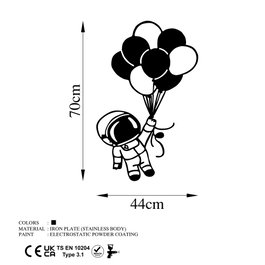 Wallity Astronaut 2 Escultura de Pared de Metal Negra